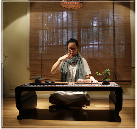 PAULOWNIA Akihiko Elegant Resonance Table with Stool from PAULOWNIA