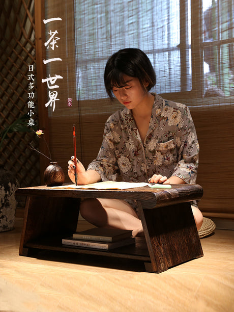 PAULOWNIA Akihiro Elegant Foldable Bay Window Table from PAULOWNIA