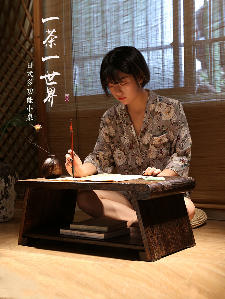 PAULOWNIA Akihiro Elegant Foldable Bay Window Table from PAULOWNIA