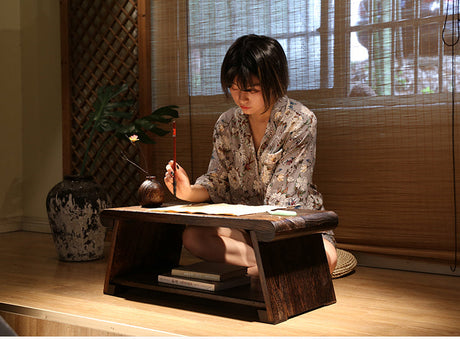 PAULOWNIA Akihiro Elegant Foldable Bay Window Table from PAULOWNIA