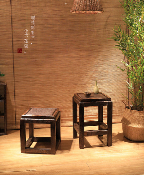 PAULOWNIA Alhambra Rustic Zen Square Stool from PAULOWNIA
