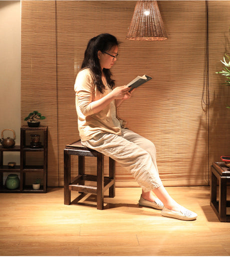 PAULOWNIA Alhambra Rustic Zen Square Stool from PAULOWNIA