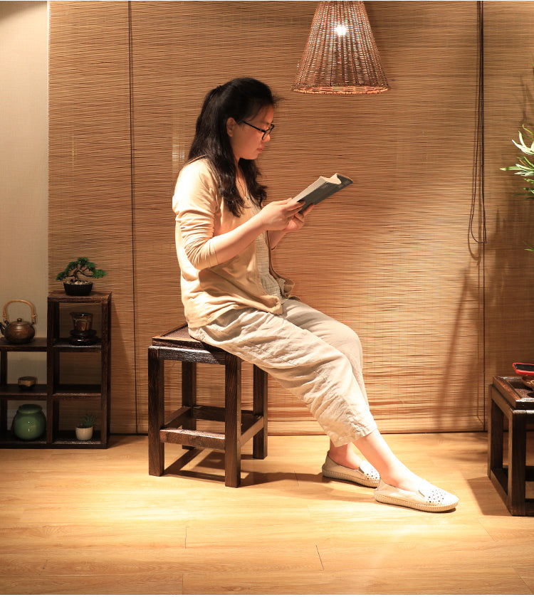 PAULOWNIA Alhambra Rustic Zen Square Stool from PAULOWNIA