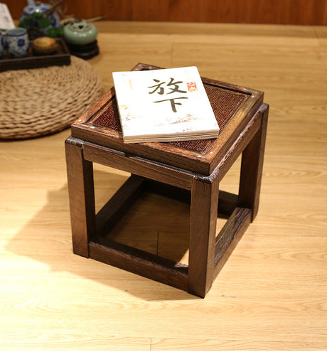 PAULOWNIA Alhambra Rustic Zen Square Stool from PAULOWNIA