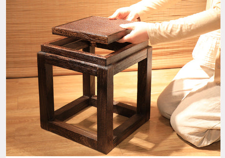 PAULOWNIA Alhambra Rustic Zen Square Stool from PAULOWNIA