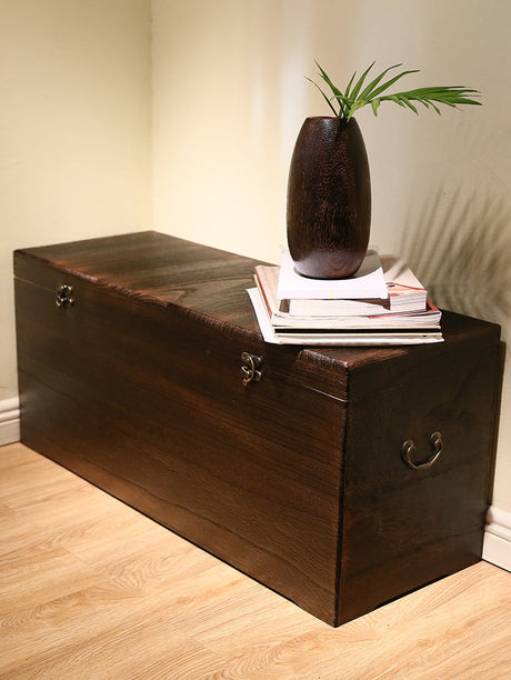 PAULOWNIA Alhambra Stylish Natural Wood Storage Box Seat Footstool from PAULOWNIA