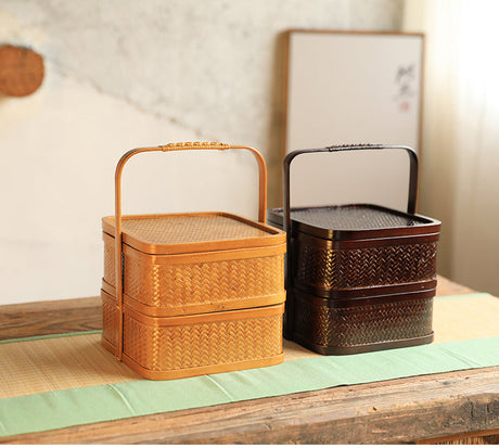 PAULOWNIA Elowen Rustic Double-Layer Basket Storage System from PAULOWNIA