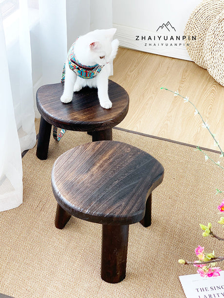 PAULOWNIA Haruki Artisan Natural Wood Footstool from PAULOWNIA
