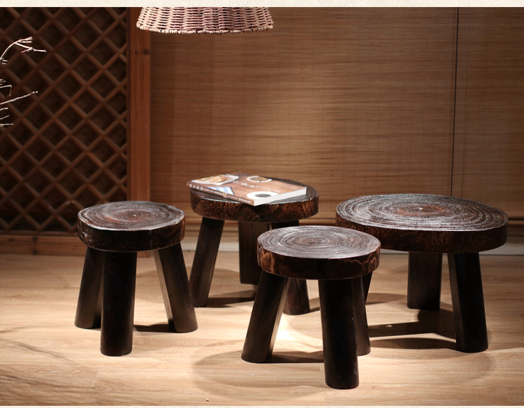 PAULOWNIA Haruki Artisan Natural Wood Footstool from PAULOWNIA