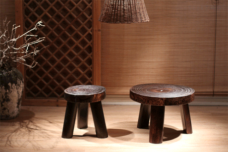 PAULOWNIA Haruki Artisan Natural Wood Footstool from PAULOWNIA
