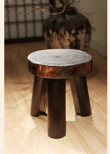 PAULOWNIA Haruki Artisan Natural Wood Footstool from PAULOWNIA