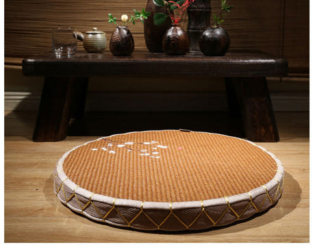 PAULOWNIA Haruki Cozy Round Meditation Tatami Pad from PAULOWNIA