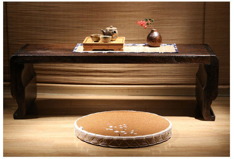 PAULOWNIA Haruki Cozy Round Meditation Tatami Pad from PAULOWNIA