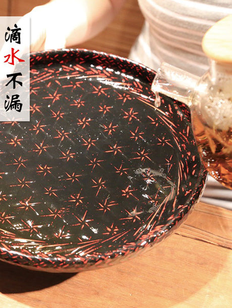 PAULOWNIA Haruki Elegant Bamboo Round Tea Support Tray from PAULOWNIA