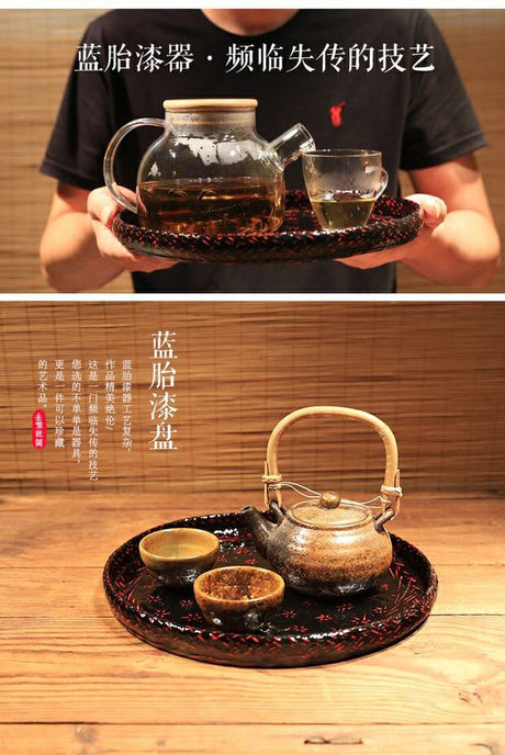 PAULOWNIA Haruki Elegant Bamboo Round Tea Support Tray from PAULOWNIA