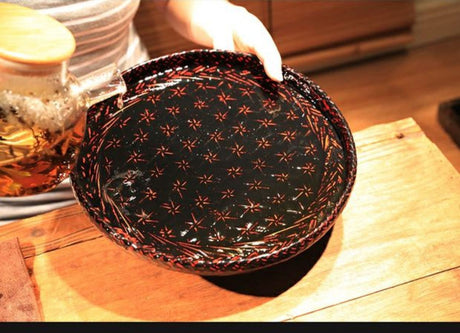 PAULOWNIA Haruki Elegant Bamboo Round Tea Support Tray from PAULOWNIA