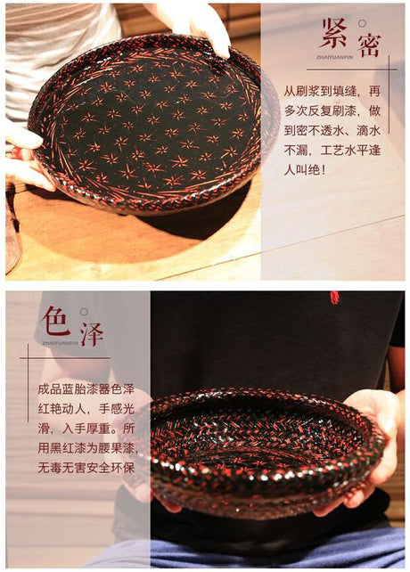 PAULOWNIA Haruki Elegant Bamboo Round Tea Support Tray from PAULOWNIA