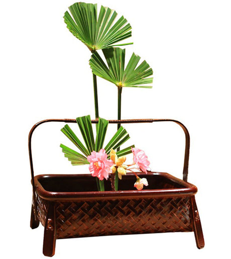 PAULOWNIA Haruki Elegant Handmade Bamboo Flower Basket from PAULOWNIA