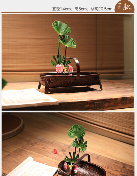 PAULOWNIA Haruki Elegant Handmade Bamboo Flower Basket from PAULOWNIA