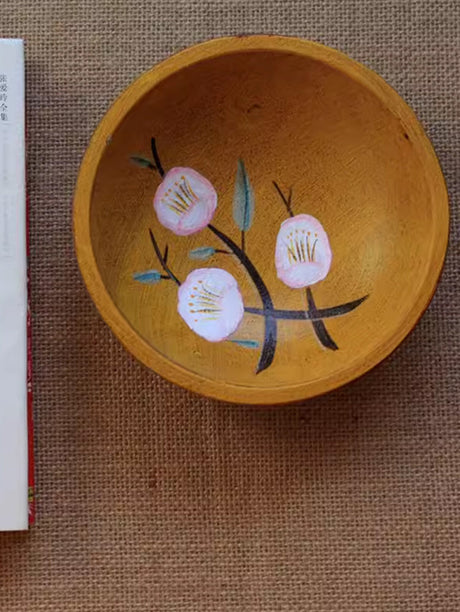 PAULOWNIA Harukiyo Elegant Hand-Painted Wooden Fruit Basin from PAULOWNIA