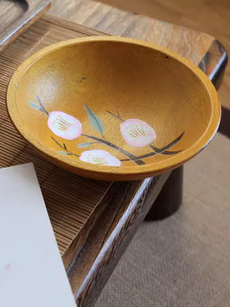 PAULOWNIA Harukiyo Elegant Hand-Painted Wooden Fruit Basin from PAULOWNIA