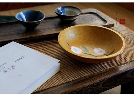 PAULOWNIA Harukiyo Elegant Hand-Painted Wooden Fruit Basin from PAULOWNIA