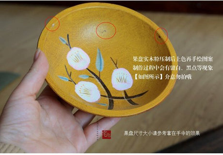 PAULOWNIA Harukiyo Elegant Hand-Painted Wooden Fruit Basin from PAULOWNIA