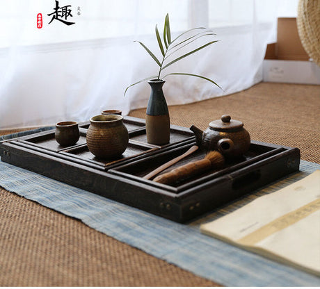 PAULOWNIA Hiroshi Modern Japanese Solid Wood Tea Tray Set from PAULOWNIA