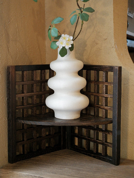 PAULOWNIA Ichiro Rustic Hollow Antique Decorative Screen Shelf from PAULOWNIA
