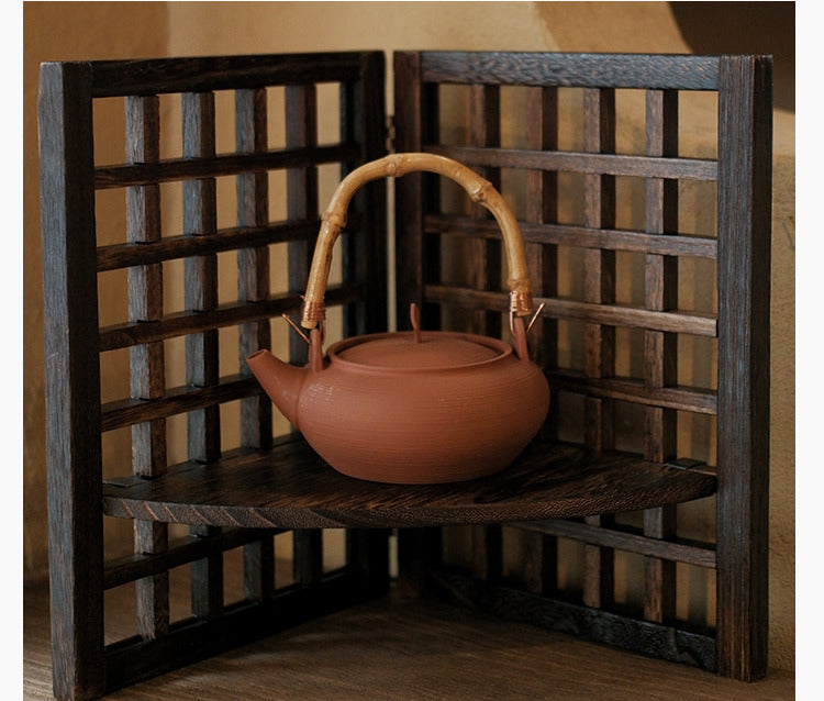 PAULOWNIA Ichiro Rustic Hollow Antique Decorative Screen Shelf from PAULOWNIA