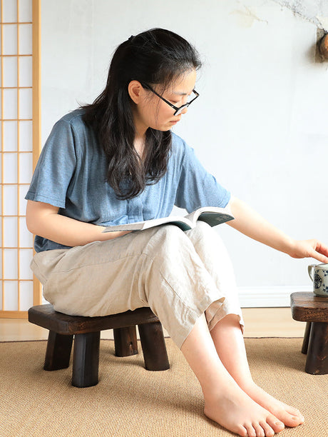PAULOWNIA Isolde Eco-Friendly Wooden Footstool Coffee Table from PAULOWNIA