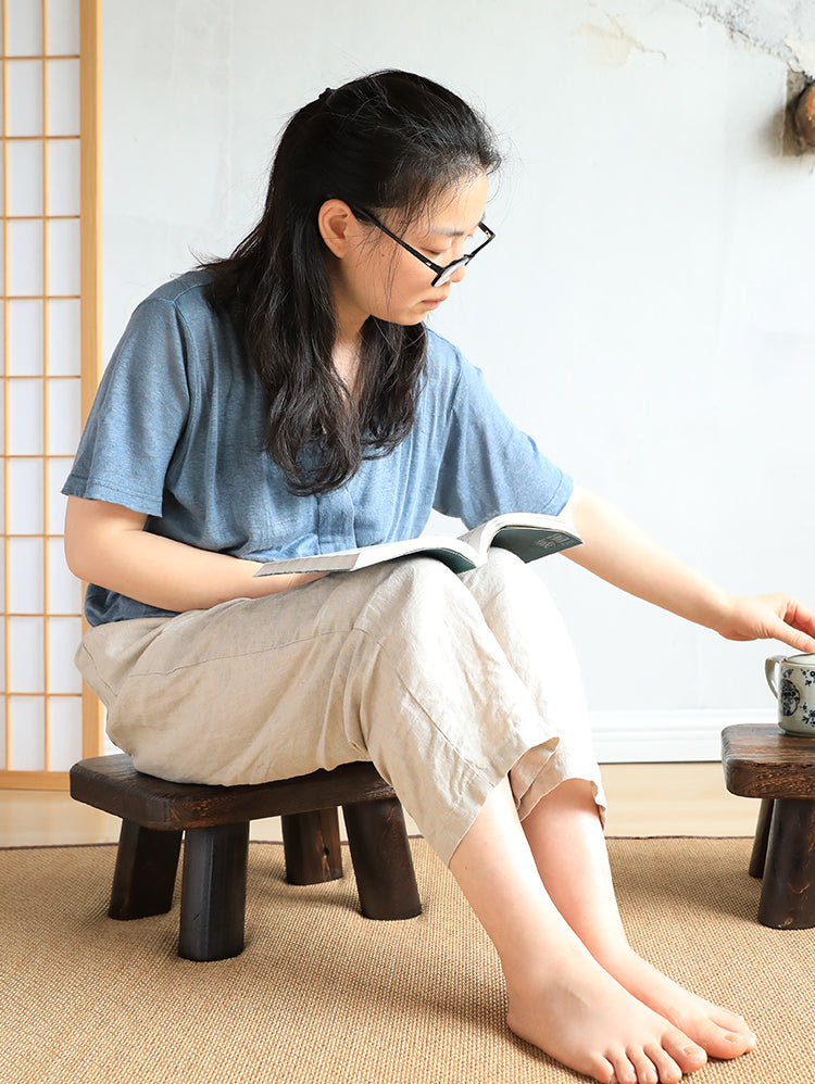 PAULOWNIA Isolde Eco-Friendly Wooden Footstool Coffee Table from PAULOWNIA