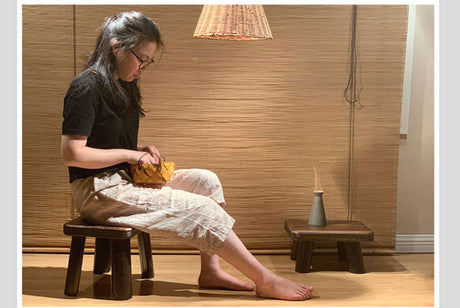 PAULOWNIA Isolde Eco-Friendly Wooden Footstool Coffee Table from PAULOWNIA
