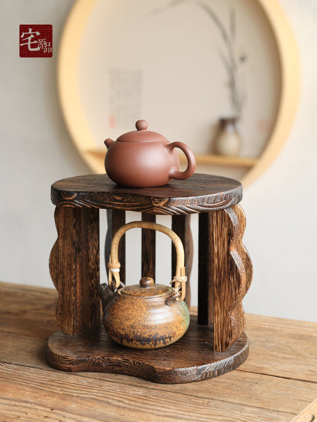 PAULOWNIA Isolde Rustic Wooden Teapot Set with Accessory Storage from PAULOWNIA