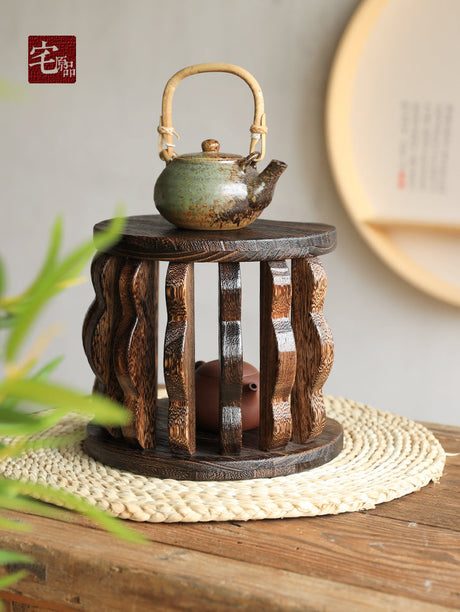 PAULOWNIA Isolde Rustic Wooden Teapot Set with Accessory Storage from PAULOWNIA