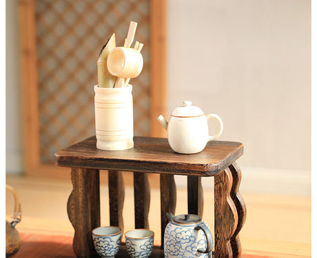 PAULOWNIA Isolde Rustic Wooden Teapot Set with Accessory Storage from PAULOWNIA