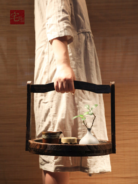 PAULOWNIA Kaori Elegant Vintage Tea Ceremony Fruit Basket from PAULOWNIA