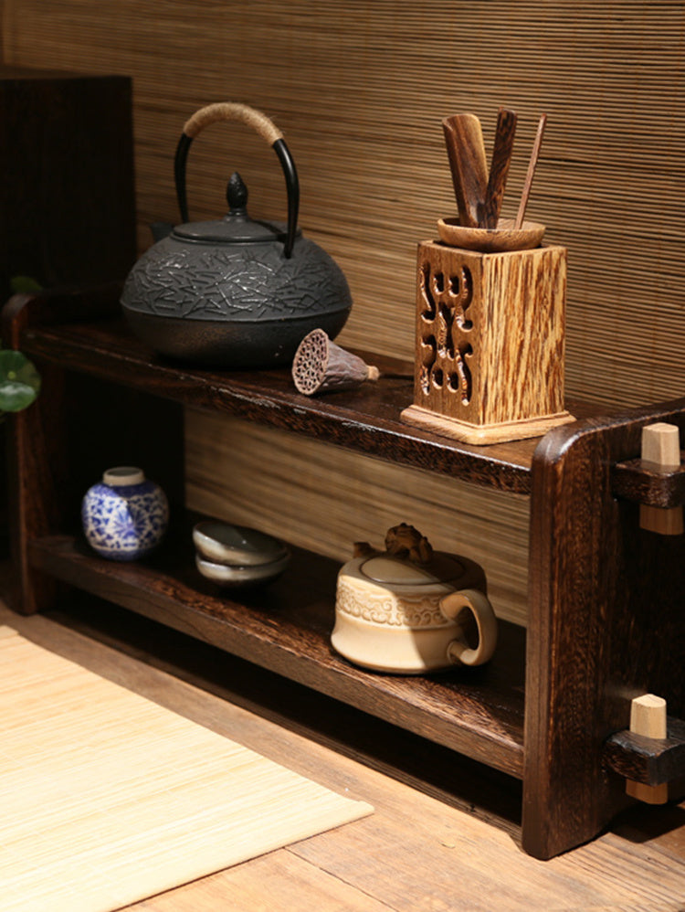 PAULOWNIA Takamatsu Multi-Layer Rustic Solid Wood Pavilion Display Rack from PAULOWNIA