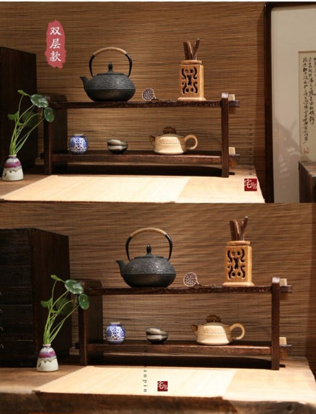 PAULOWNIA Takamatsu Multi-Layer Rustic Solid Wood Pavilion Display Rack from PAULOWNIA