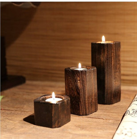 PAULOWNIA Yurek Rustic Handcrafted Wooden Candle Holder from PAULOWNIA