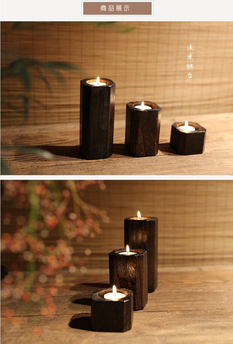 PAULOWNIA Yurek Rustic Handcrafted Wooden Candle Holder from PAULOWNIA