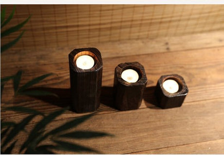 PAULOWNIA Yurek Rustic Handcrafted Wooden Candle Holder from PAULOWNIA