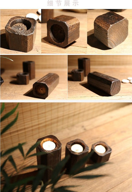 PAULOWNIA Yurek Rustic Handcrafted Wooden Candle Holder from PAULOWNIA