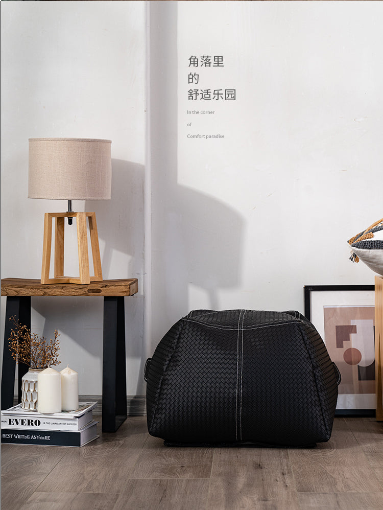 PULI Akihira Cozy Leather Pouf Bean Bag Stool from PULI