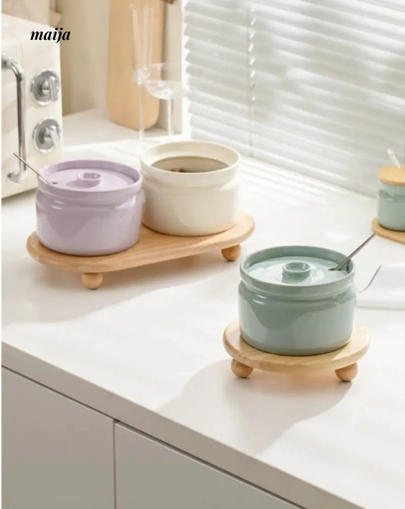 Pastel Ceramic Kitchen Oil and Seasoning Jar from maija