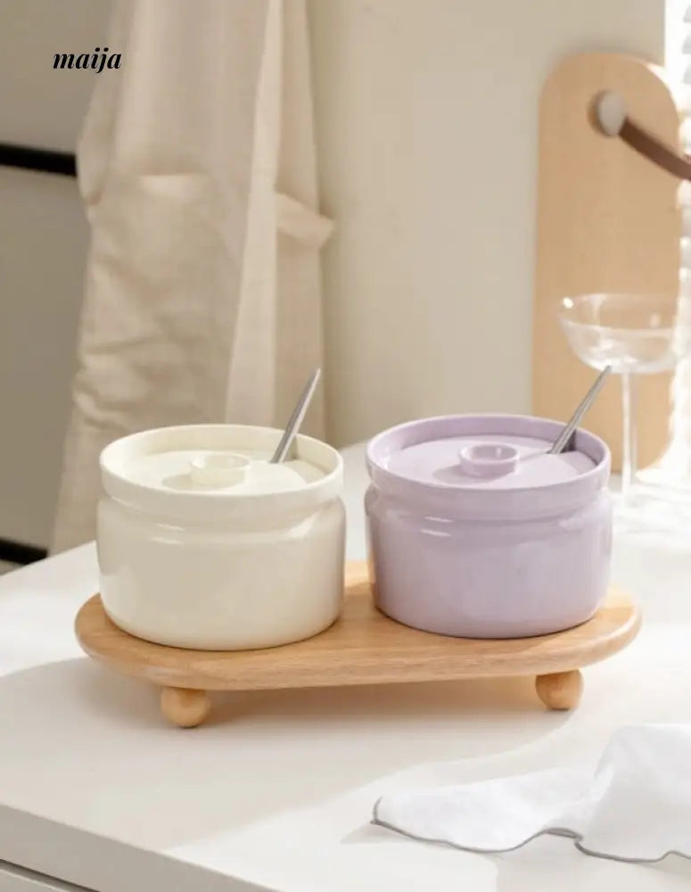 Pastel Ceramic Kitchen Oil and Seasoning Jar from maija