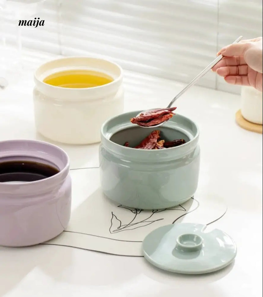 Pastel Ceramic Kitchen Oil and Seasoning Jar from maija