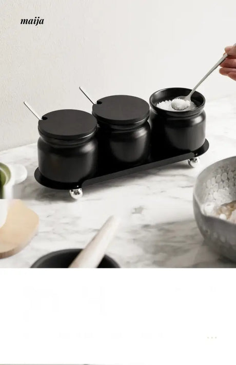 High Temperature Resistant Ceramic Seasoning Jar Set with Lid from maija
