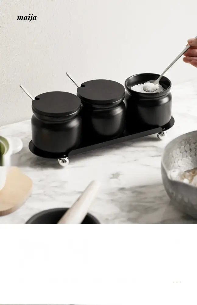 High Temperature Resistant Ceramic Seasoning Jar Set with Lid from maija