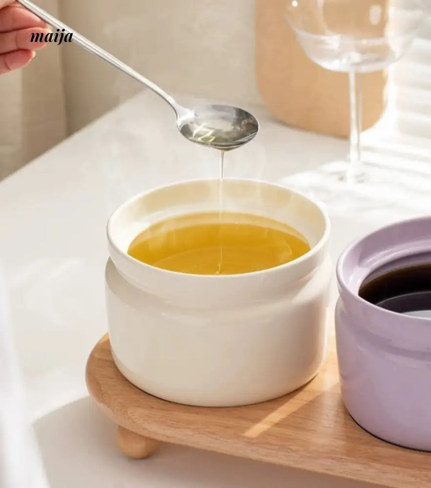 Pastel Ceramic Kitchen Oil and Seasoning Jar from maija